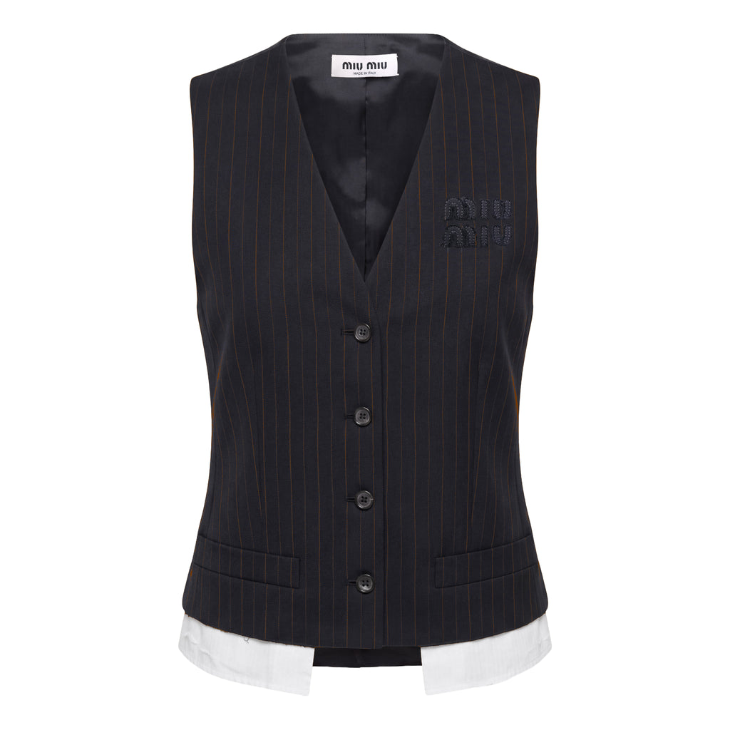 MIU MIU SINGLE-BREASTED PINSTRIPE VEST - SIZE 36