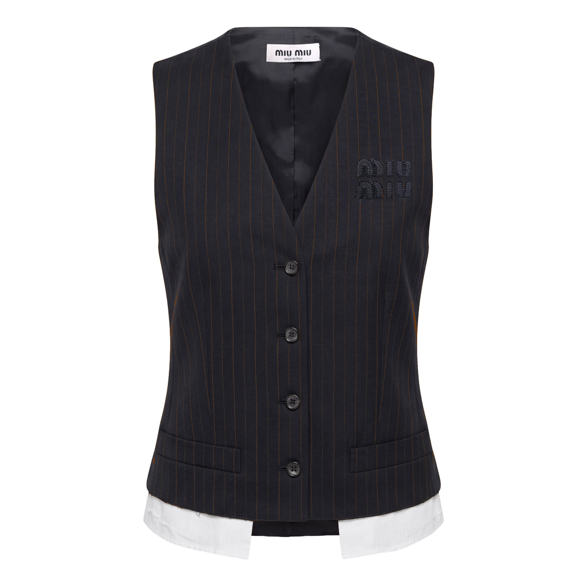 MIU MIU SINGLE-BREASTED PINSTRIPE VEST - SIZE 36