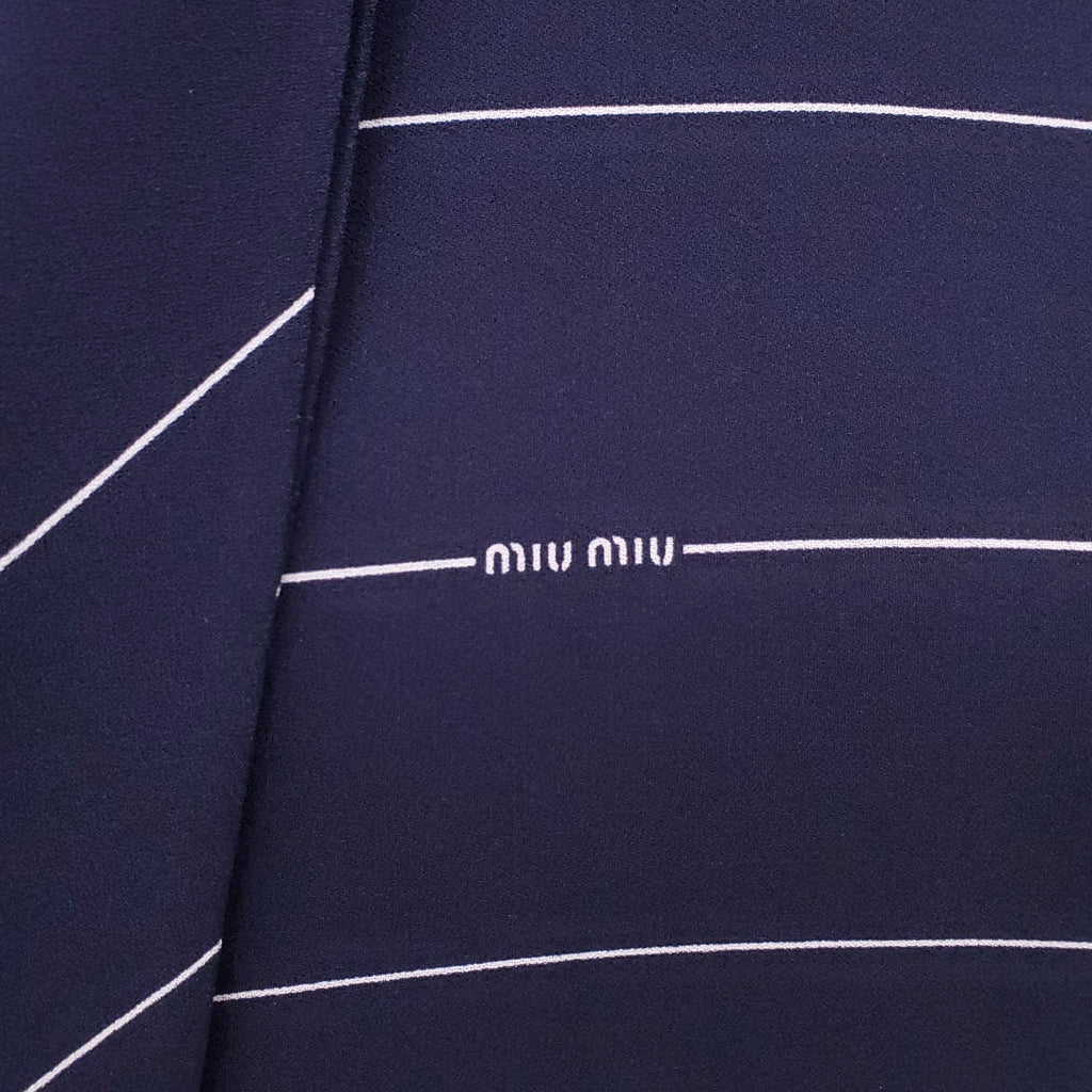 MIU MIU STRIPED DRESS WITH LOGO AND TIE DETAIL - SIZE XS