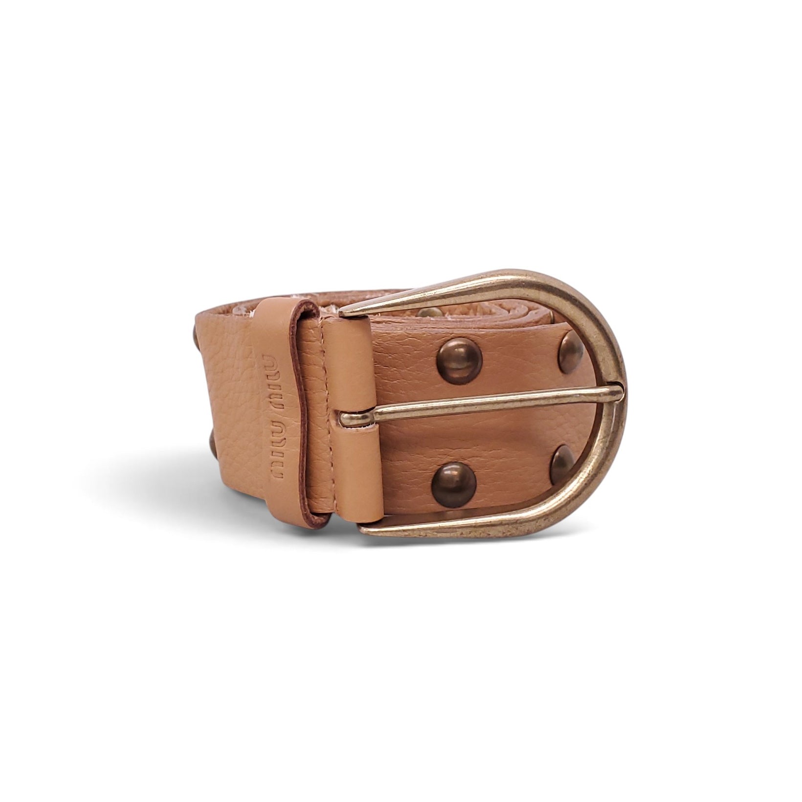 MIU MIU STUDDED LEATHER BELT - SIZE 85