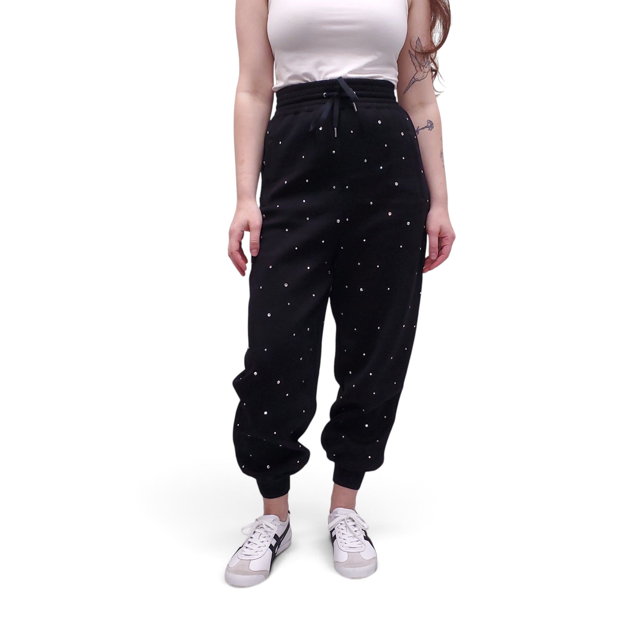 MIU MIU STUDDED SEQUIN SWEATPANTS WITH LOGO  - SIZE 38