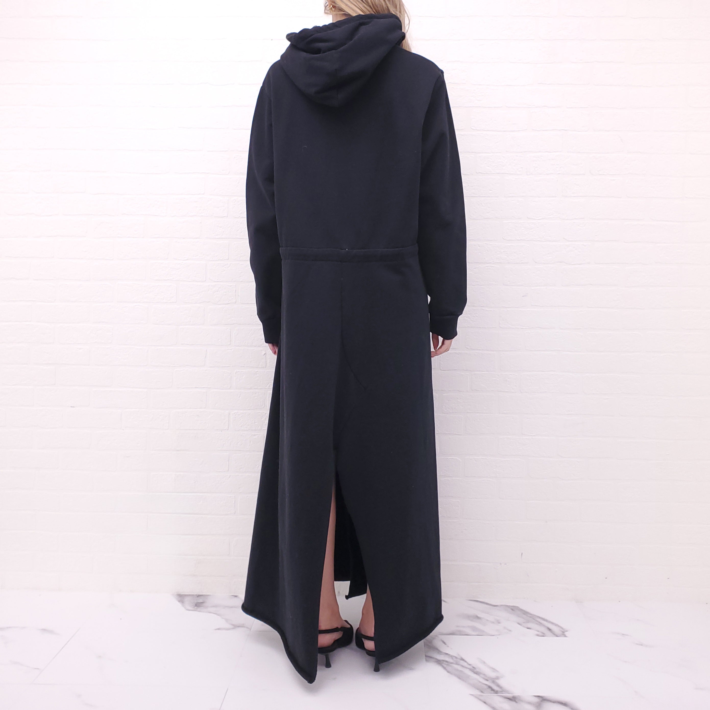 MM6 MAISON MARGIELA BLACK HOODIE SWEATSHIRT DRESS - SIZE XL