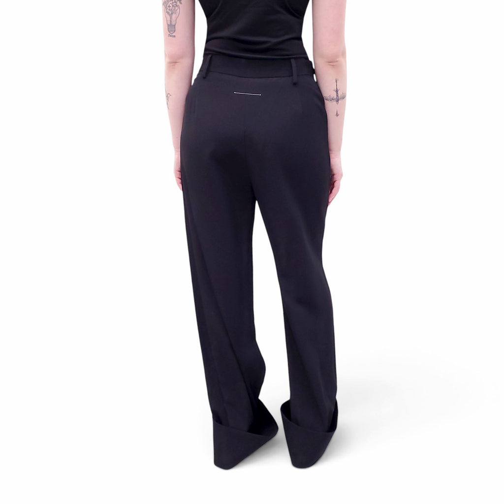 MM6 MAISON MARGIELA BLACK TROUSERS WITH CUFFS - SIZE 44