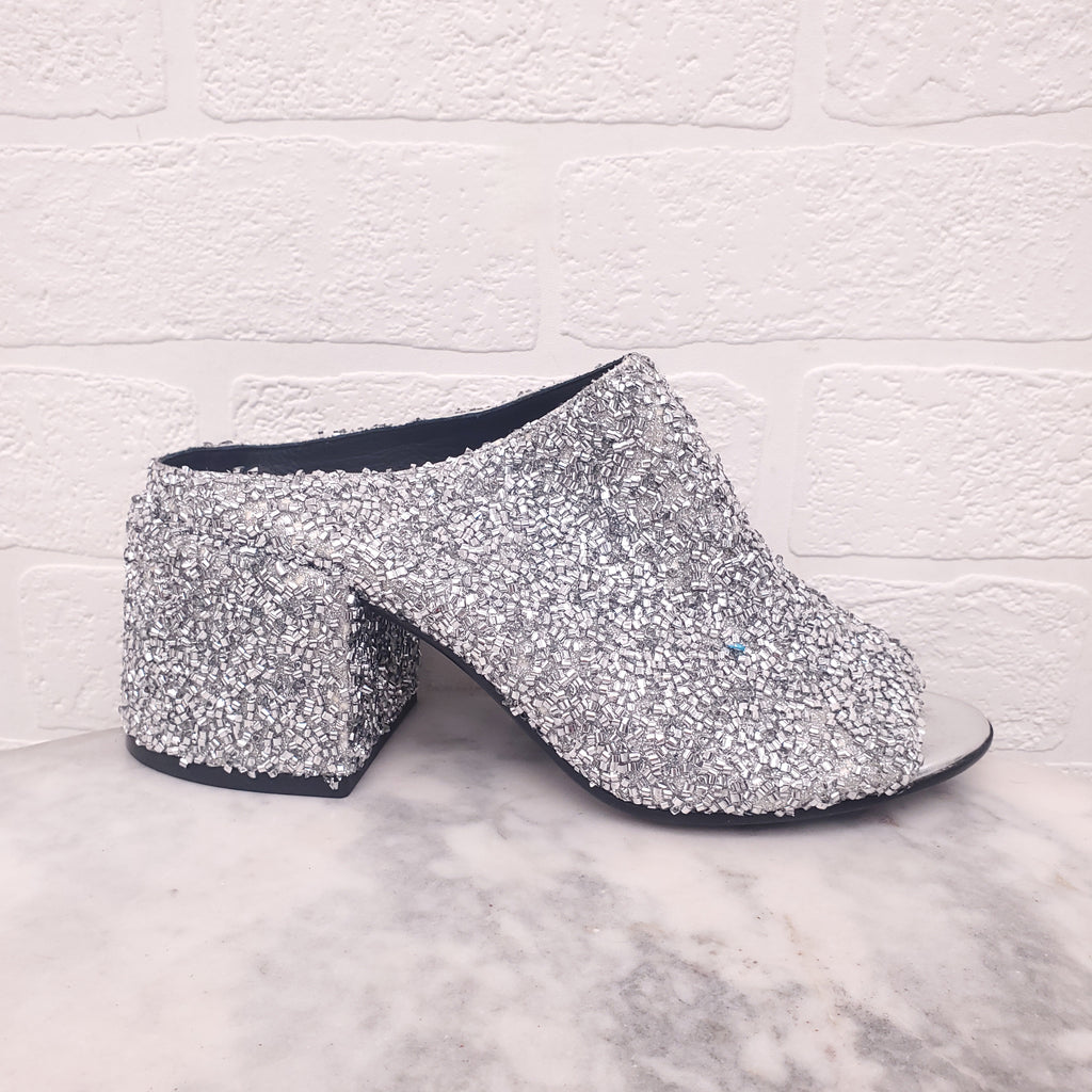 MM6 MAISON MARGIELA SILVER SPARKLE MULES - SIZE 37