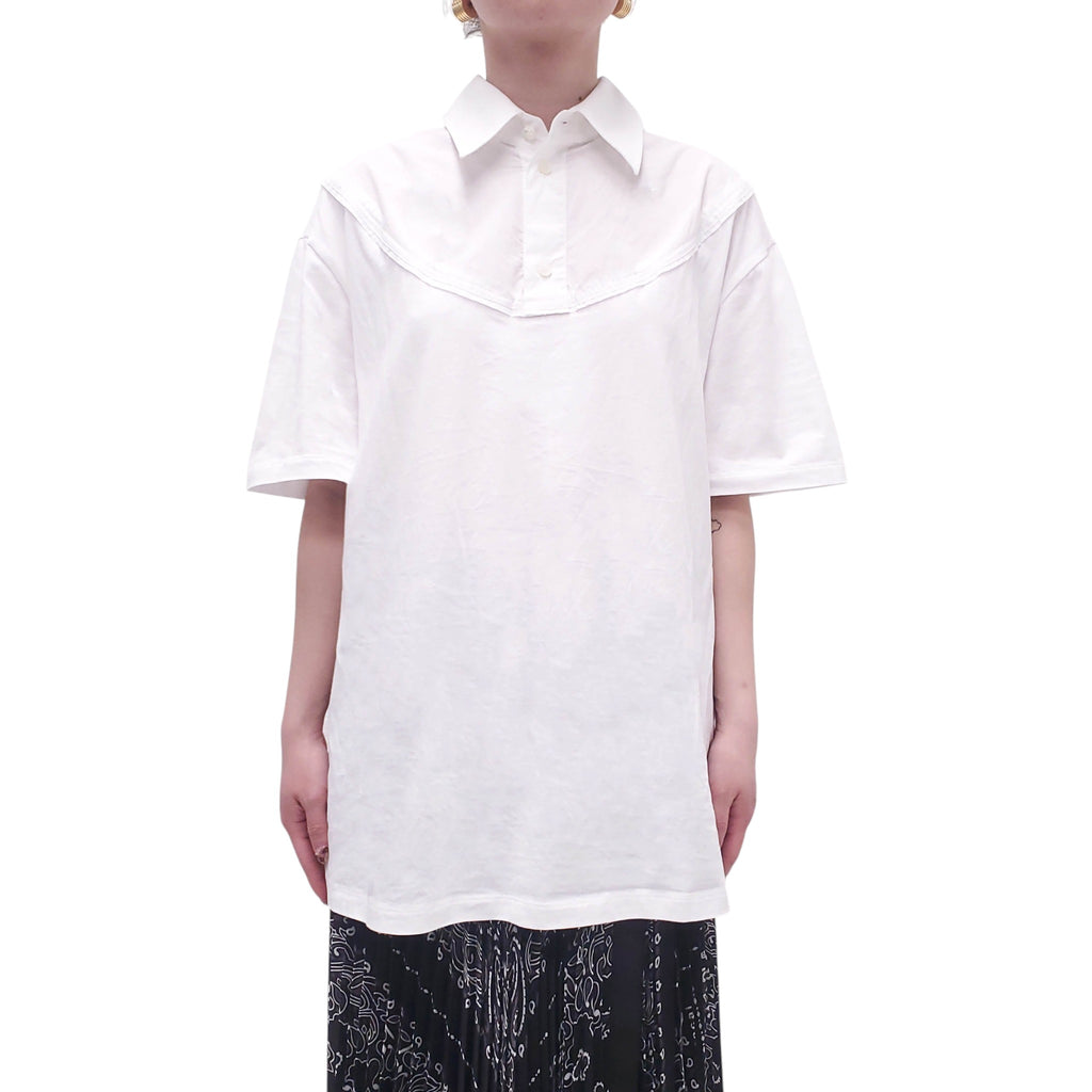 MM6 MAISON MARGIELA WHITE 'YOKE' POLO T-SHIRT - SIZE M
