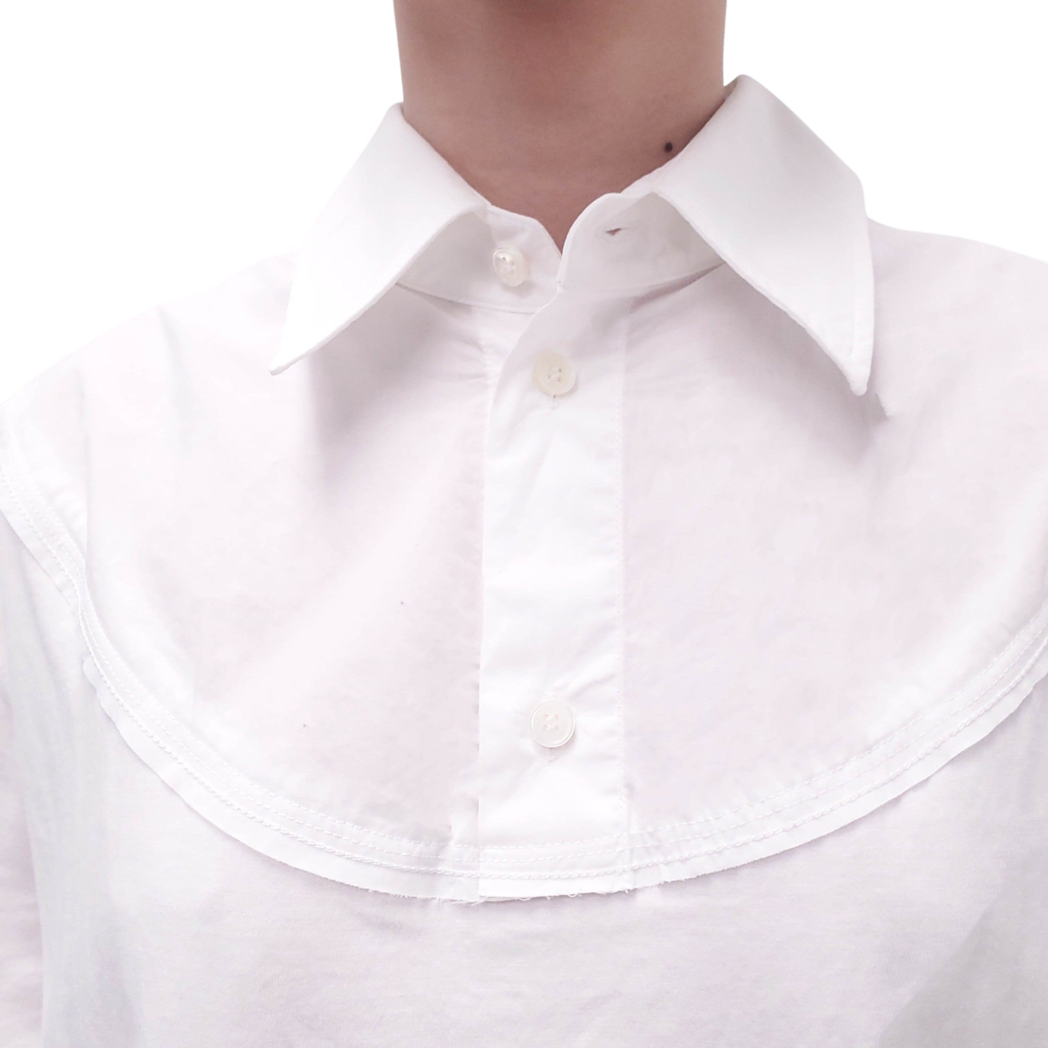 MM6 MAISON MARGIELA WHITE 'YOKE' POLO T-SHIRT - SIZE M
