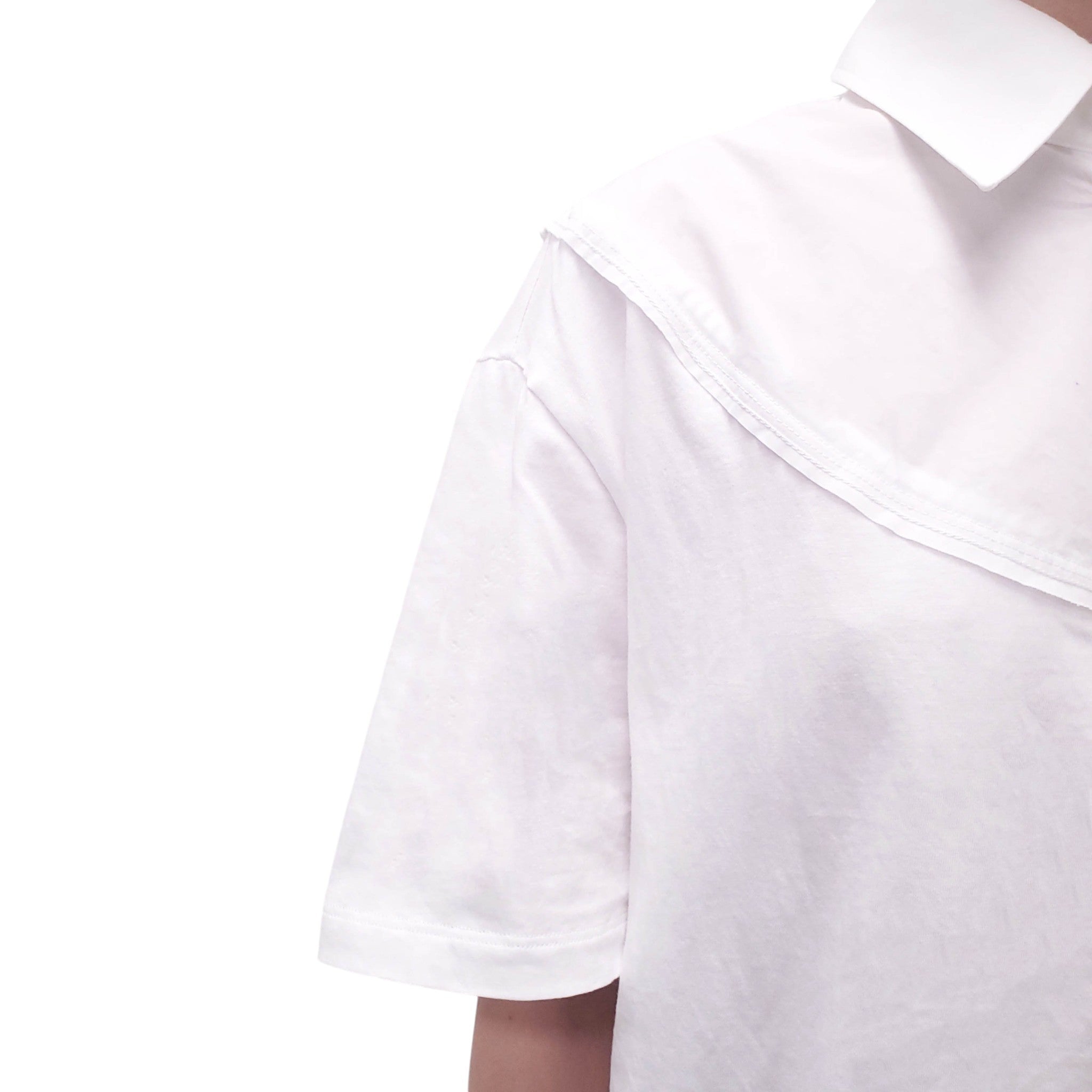 MM6 MAISON MARGIELA WHITE 'YOKE' POLO T-SHIRT - SIZE M