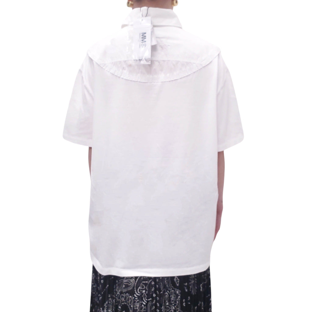 MM6 MAISON MARGIELA WHITE 'YOKE' POLO T-SHIRT - SIZE M