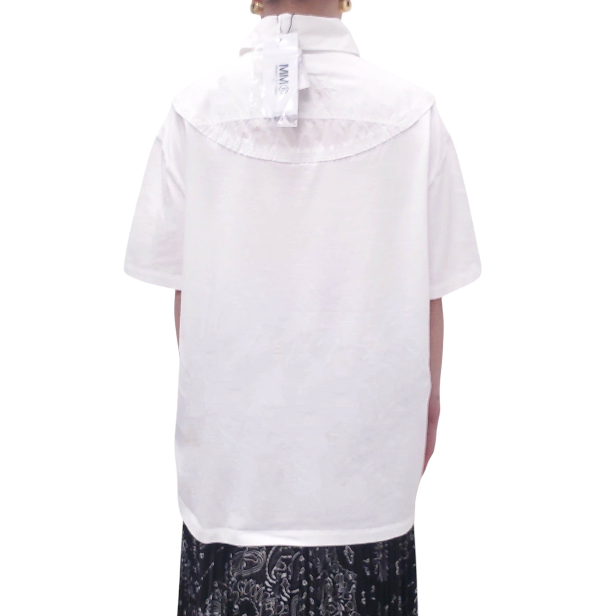 MM6 MAISON MARGIELA WHITE 'YOKE' POLO T-SHIRT - SIZE M