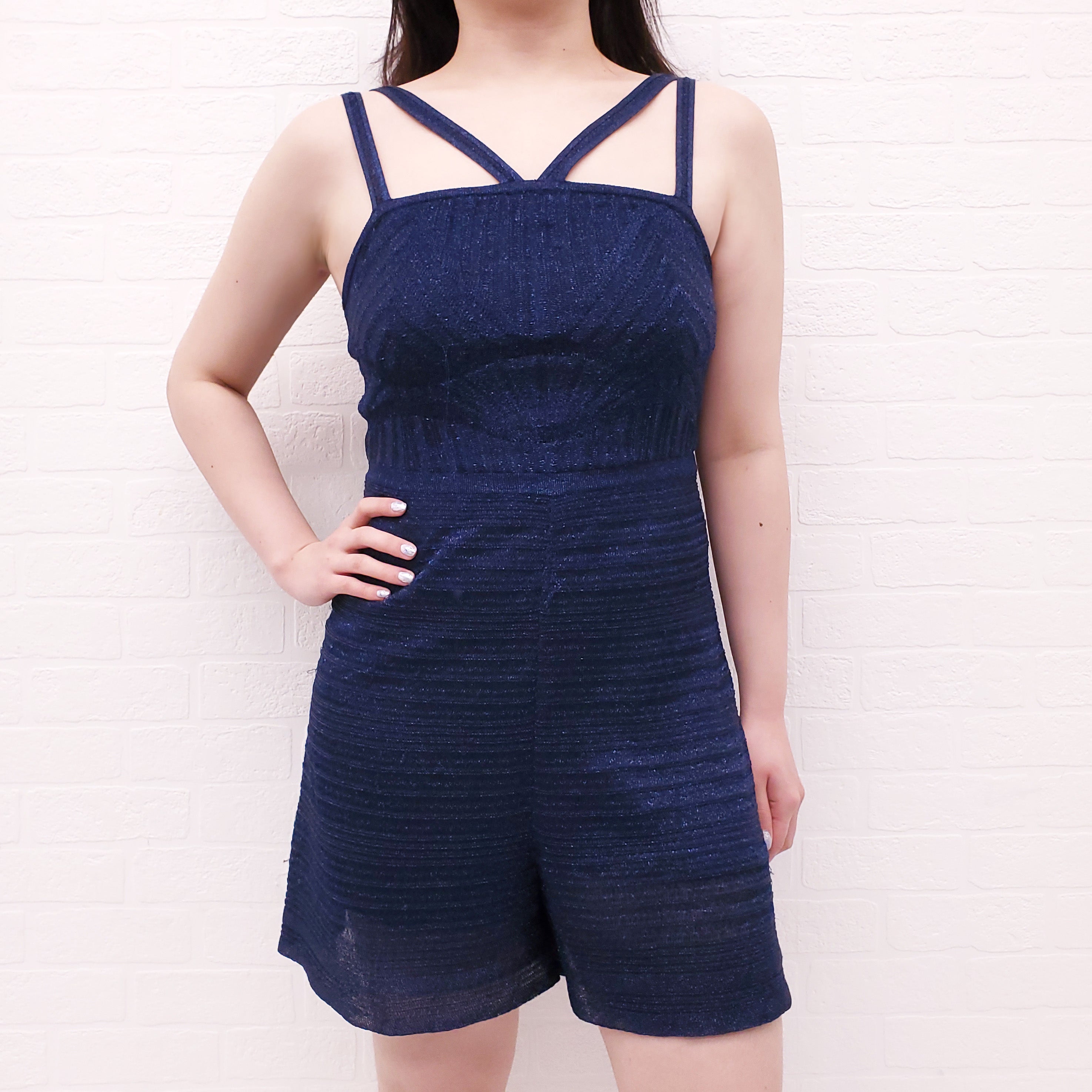 M MISSONI BLUE METALLIC ROMPER - SIZE S
