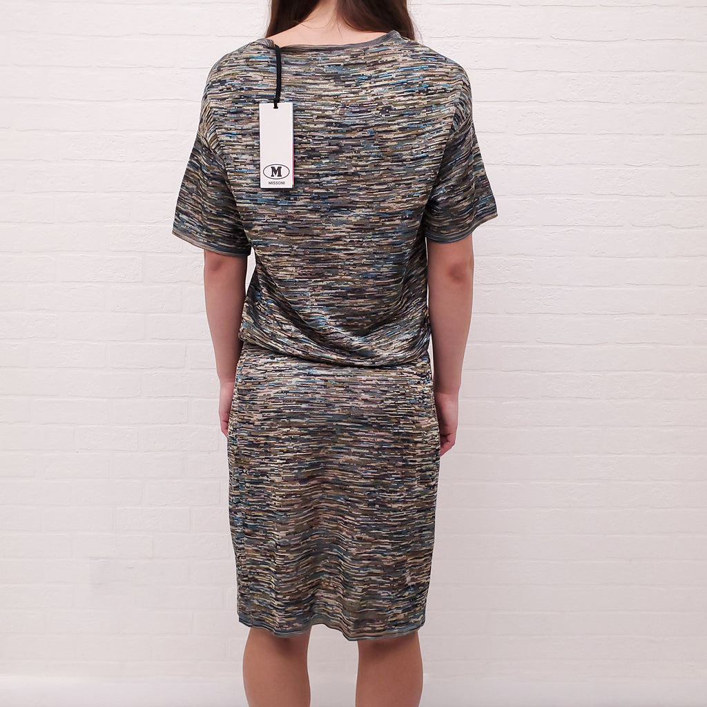 M MISSONI GREEN KNIT MIDI DRESS - SIZE S