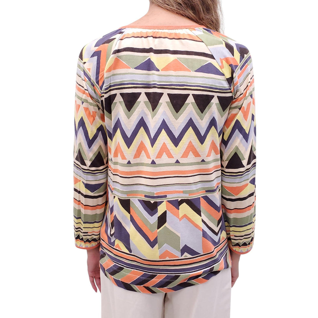 M MISSONI ORANGE PATTERNED BLOUSE - SIZE 6