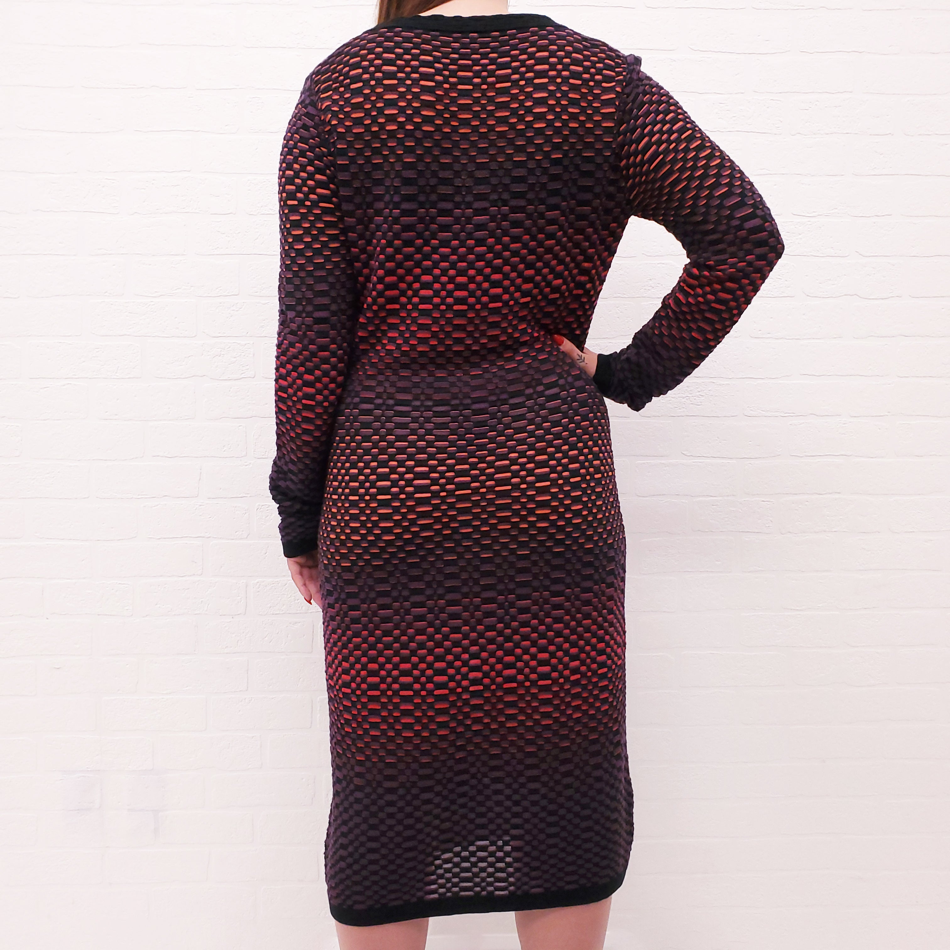 M MISSONI PURPLE, ORANGE AND RED KNIT DRESS - SIZE 48