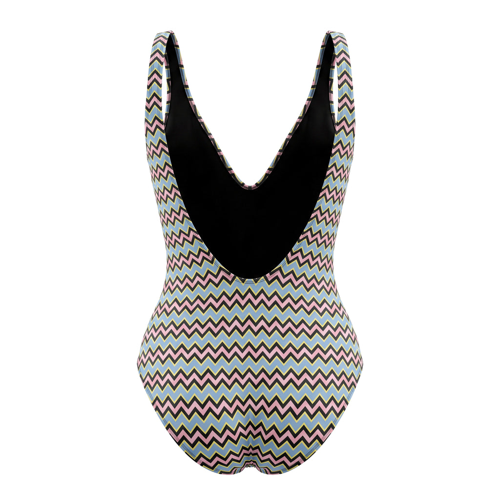 M MISSONI ROUCHED ZIG ZAG SWIMSUIT - SIZE 38
