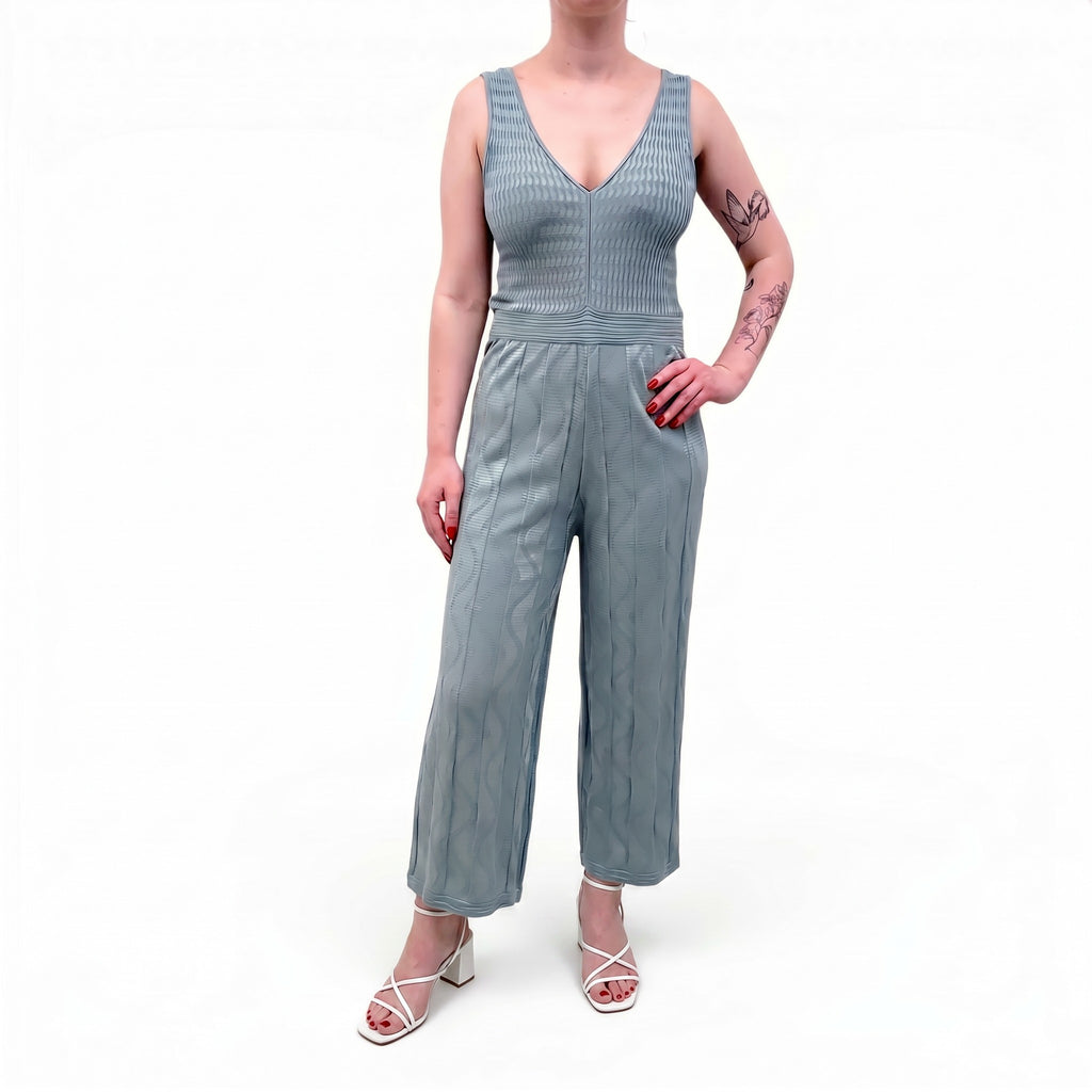 M MISSONI TURQUOISE KNIT JUMPSUIT - SIZE 46