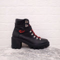 MONCLER BLACK LEATHER LOGO BOOTS - SIZE 40