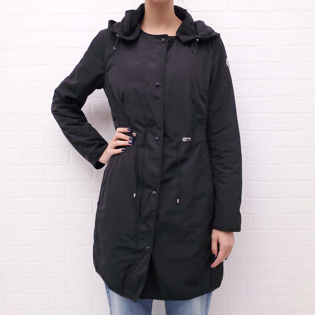 MONCLER BLACK LONG WINDBREAKER JACKET - SIZE 4/XL