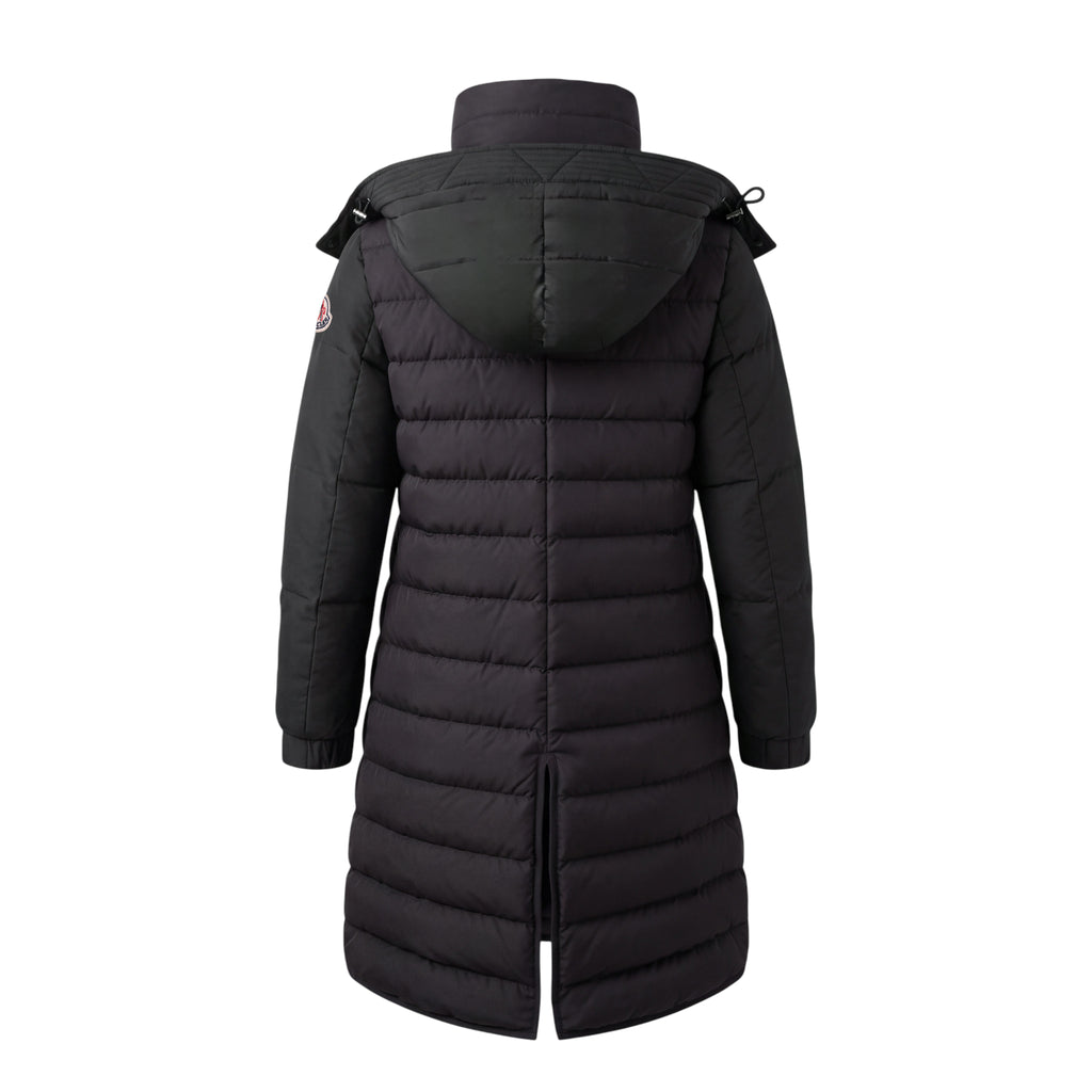 MONCLER BLACK PUFFER JACKET WITH NYLON SLEEVE - SIZE 1