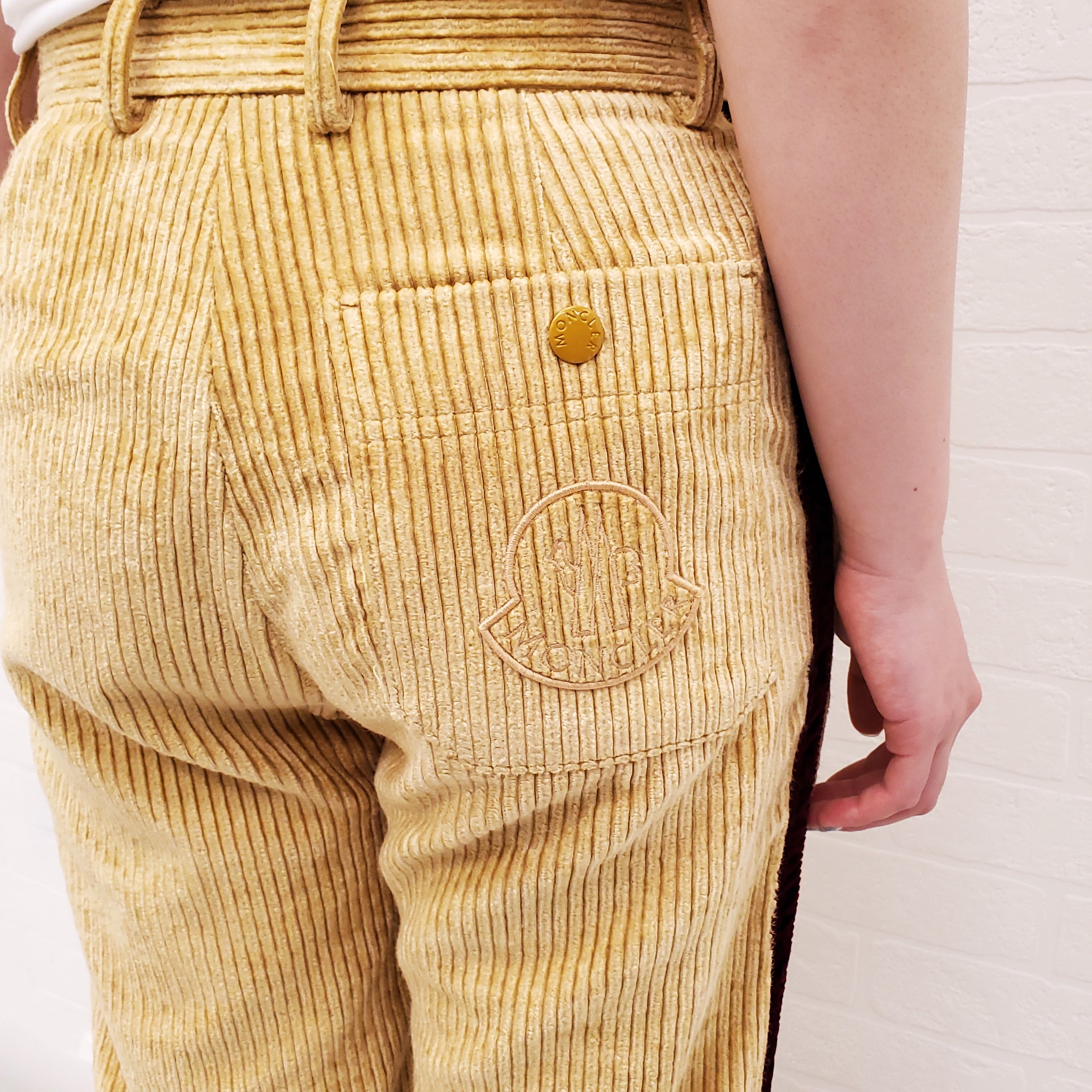 MONCLER CORDUROY STRIPE PANTS WITH LOGO POCKET - SIZE 42