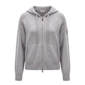 MONCLER GREY CASHMERE BLEND HOODIE WITH LOGO - SIZE S