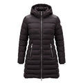 MONCLER LONG BLACK COAT WITH  SILVER ZIPPER DETAILS  - SIZE 2