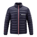 MONCLER NAVY PUFFER JACKET WITH RED AND BLUE ZIPPER AND LOGO - SIZE 1