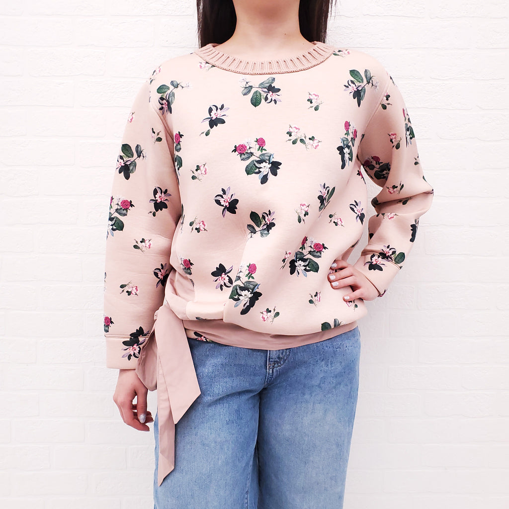 MONCLER PINK FLORAL SWEATSHIRT - SIZE XS