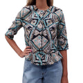 MONIQUE LHUILLIER NAVY, TURQUOISE AND GOLD PATTERNED JACKET - SIZE 8
