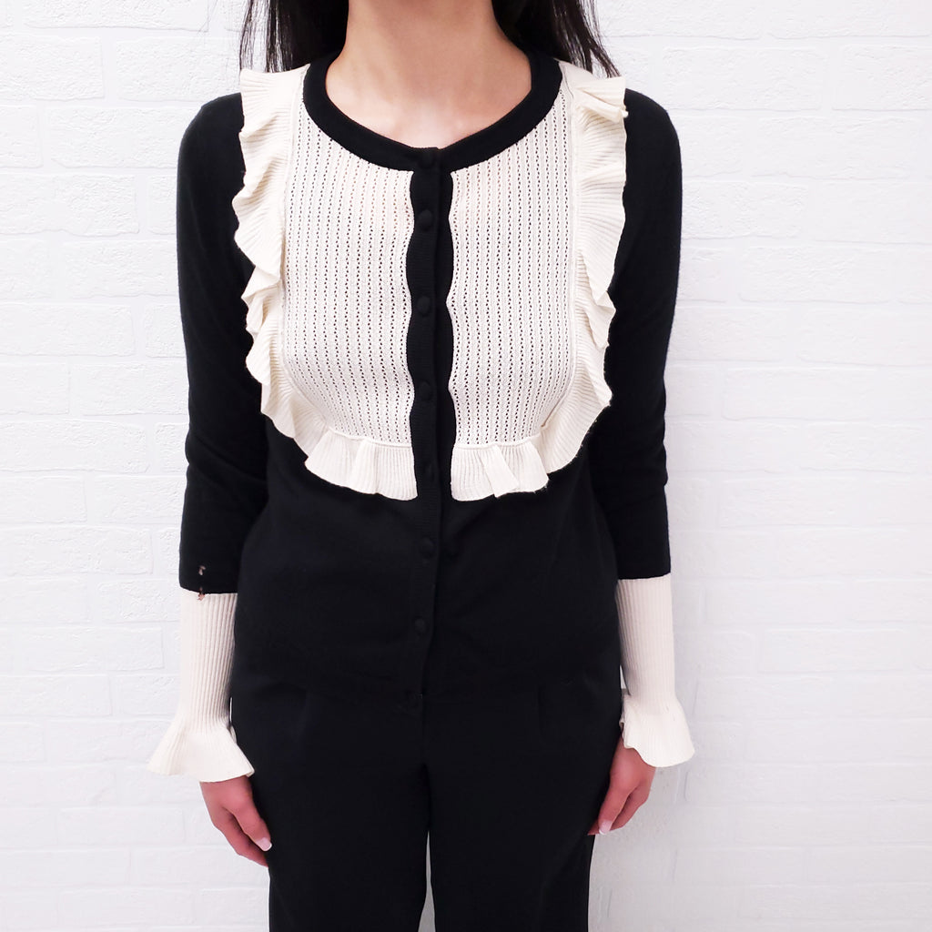 MOSCHINO BLACK AND CREAM CARDIGAN - SIZE 6