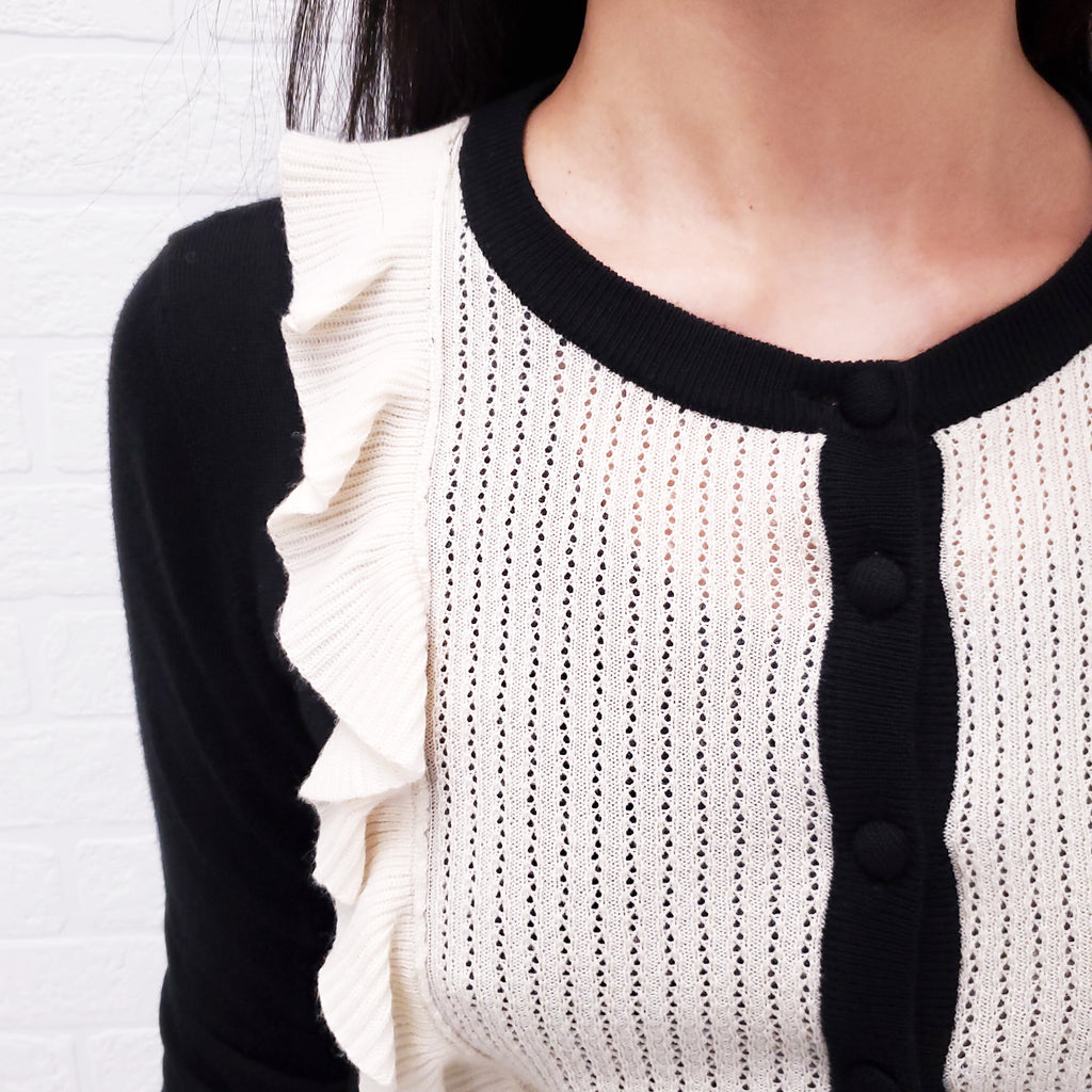 MOSCHINO BLACK AND CREAM CARDIGAN - SIZE 6