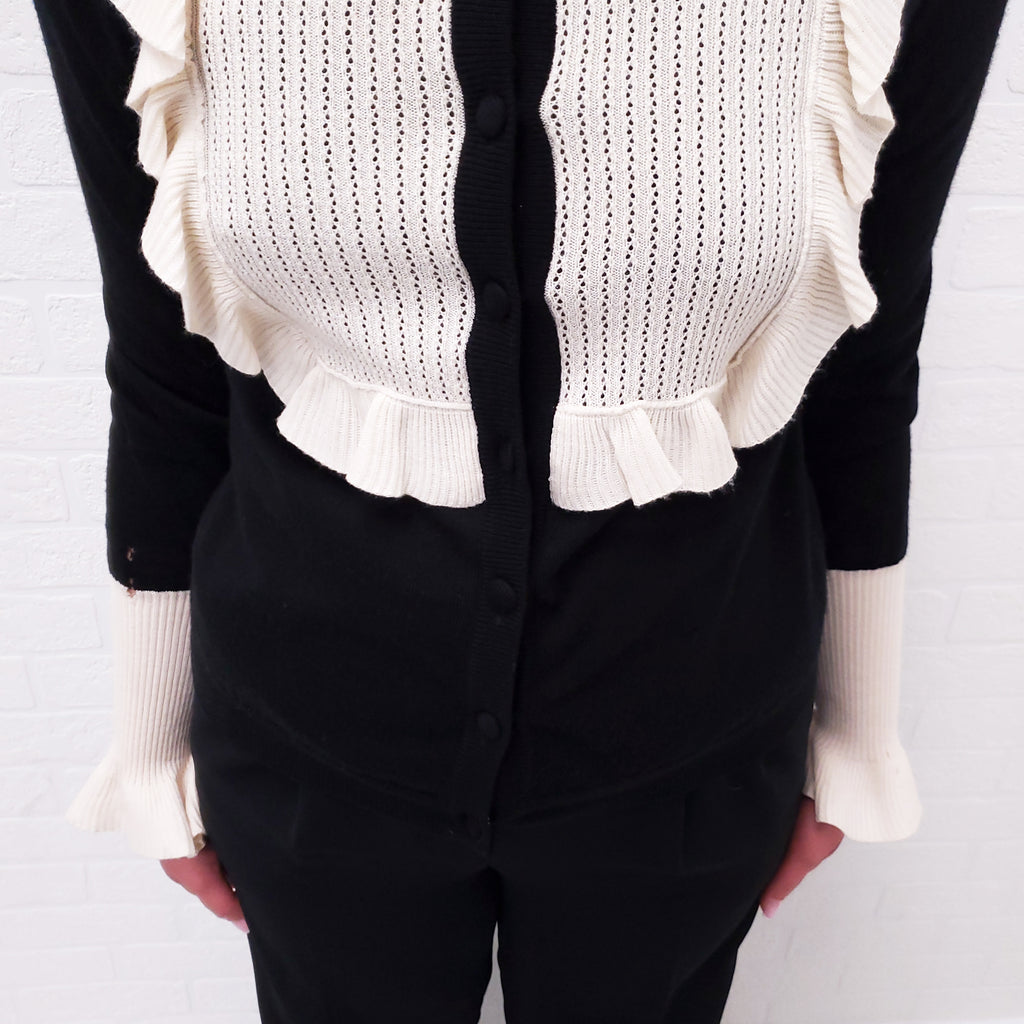MOSCHINO BLACK AND CREAM CARDIGAN - SIZE 6
