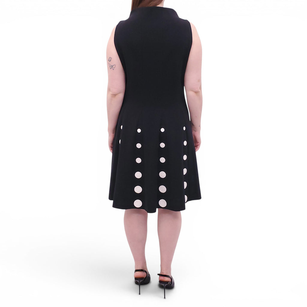 MOSCHINO BLACK AND WHITE DRESS WITH POLKA DOT DETAIL - SIZE 12