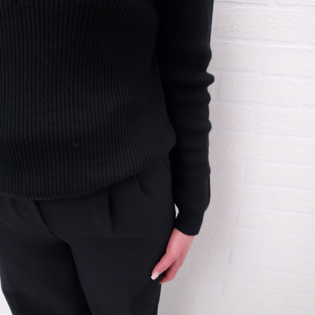 MOSCHINO BLACK LAYERED BUBBLE SWEATER - SIZE 36