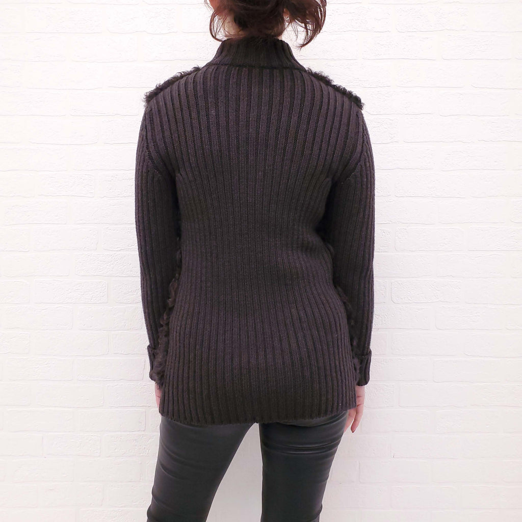 MOSCHINO BROWN FUR CARDIGAN - SIZE 6