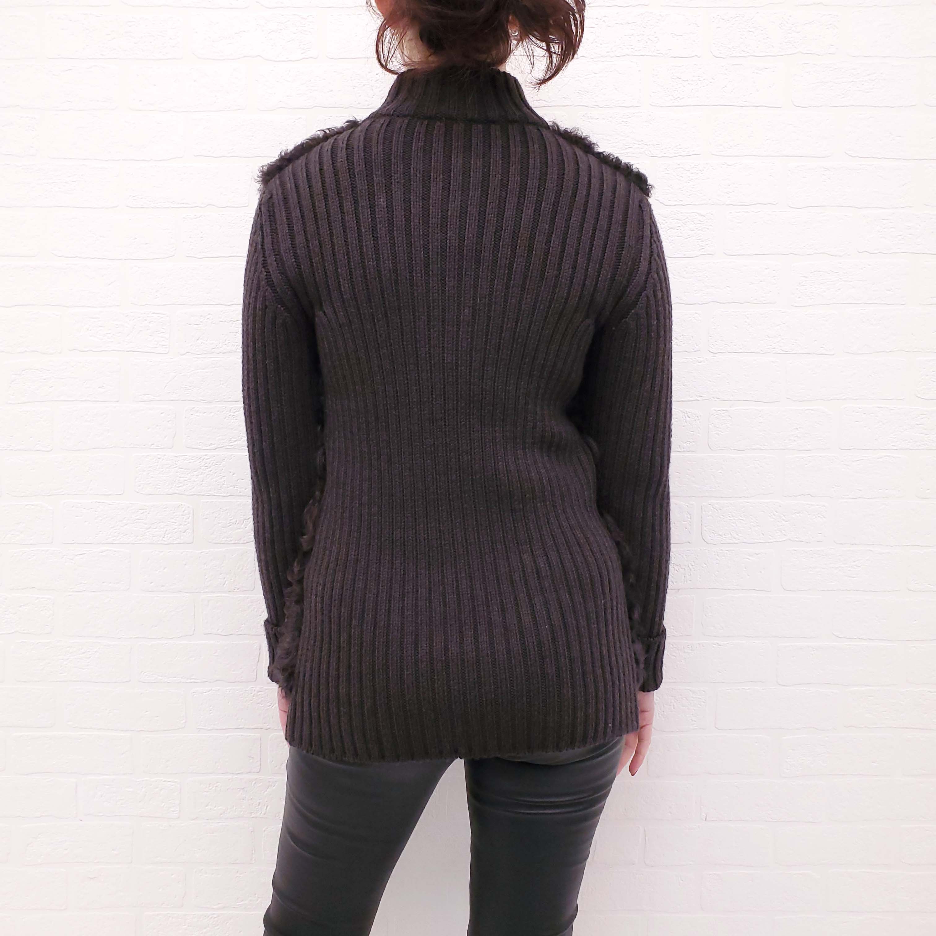 MOSCHINO BROWN FUR CARDIGAN - SIZE 6