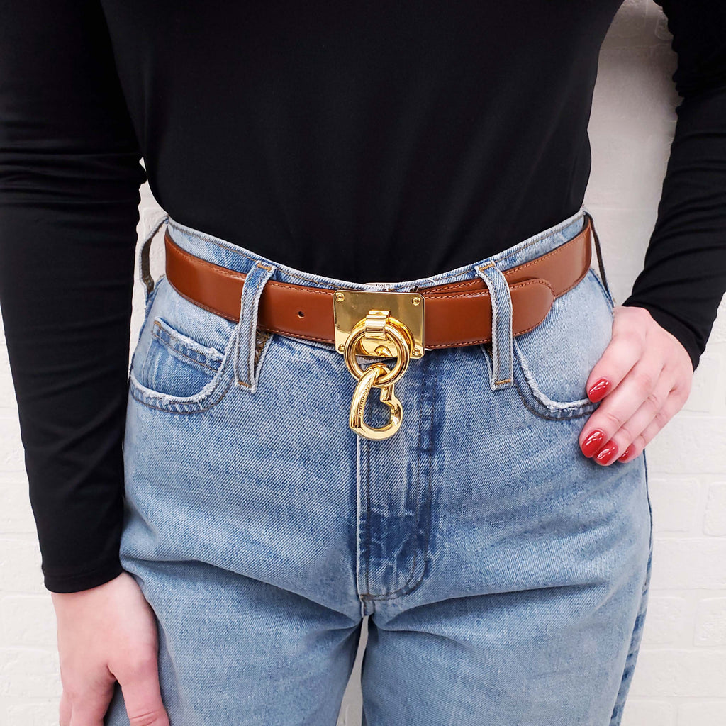 MOSCHINO BROWN VINTAGE BELT WITH HEART - SIZE S
