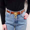 MOSCHINO BROWN VINTAGE BELT WITH HEART - SIZE S