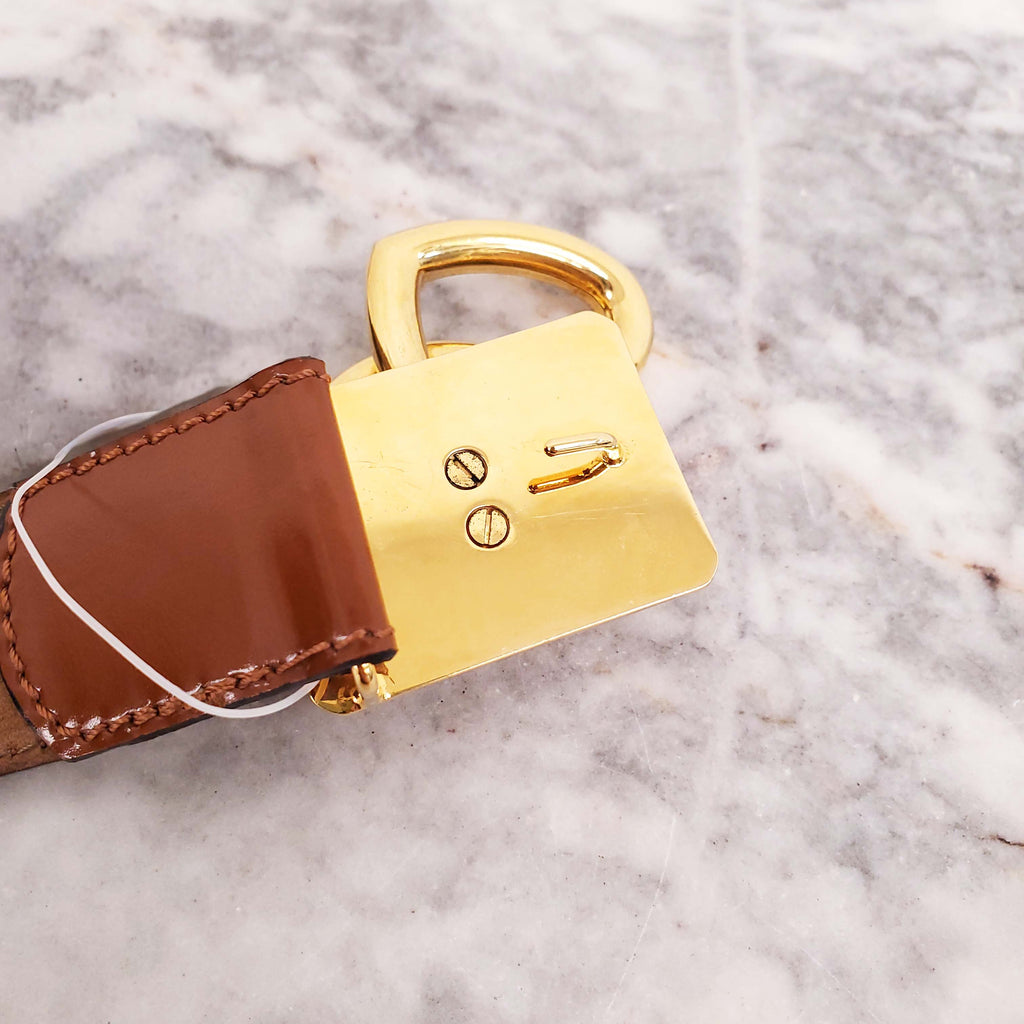 MOSCHINO BROWN VINTAGE BELT WITH HEART - SIZE S