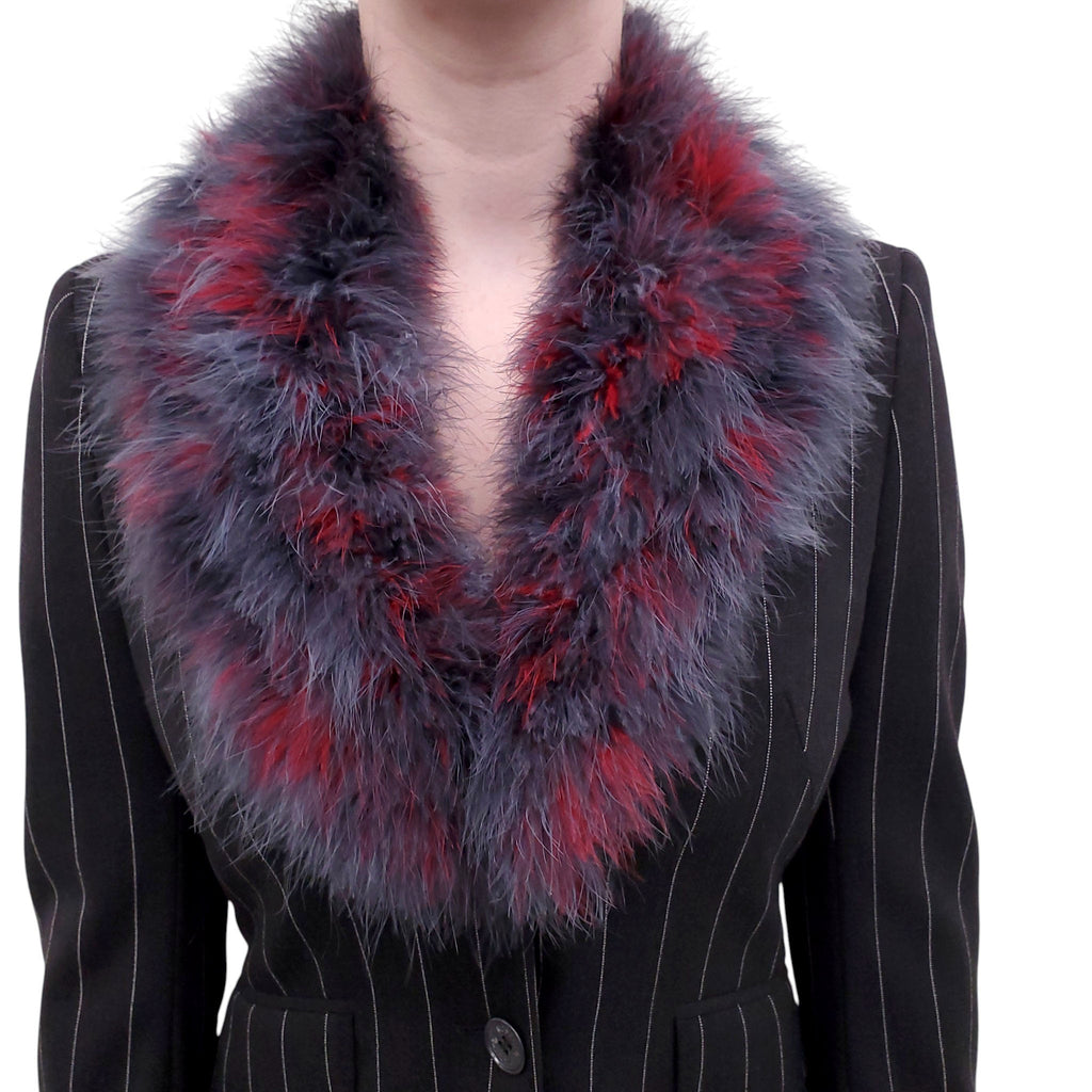 MOSCHINO PINSTRIPED FAUX FUR SUIT - SIZE 38