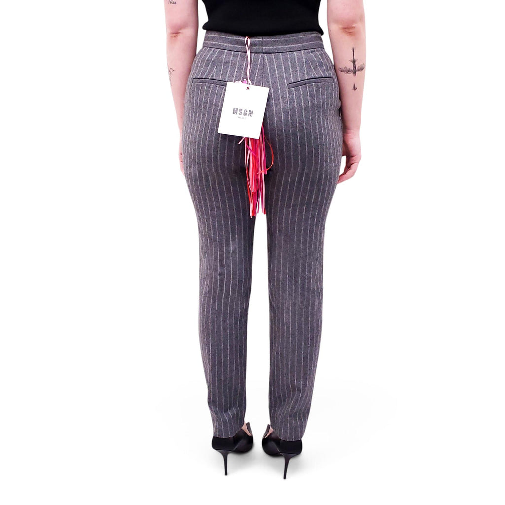 MSGM CRYSTAL EMBELLISHED PIN STRIPE TROUSERS - SIZE 40