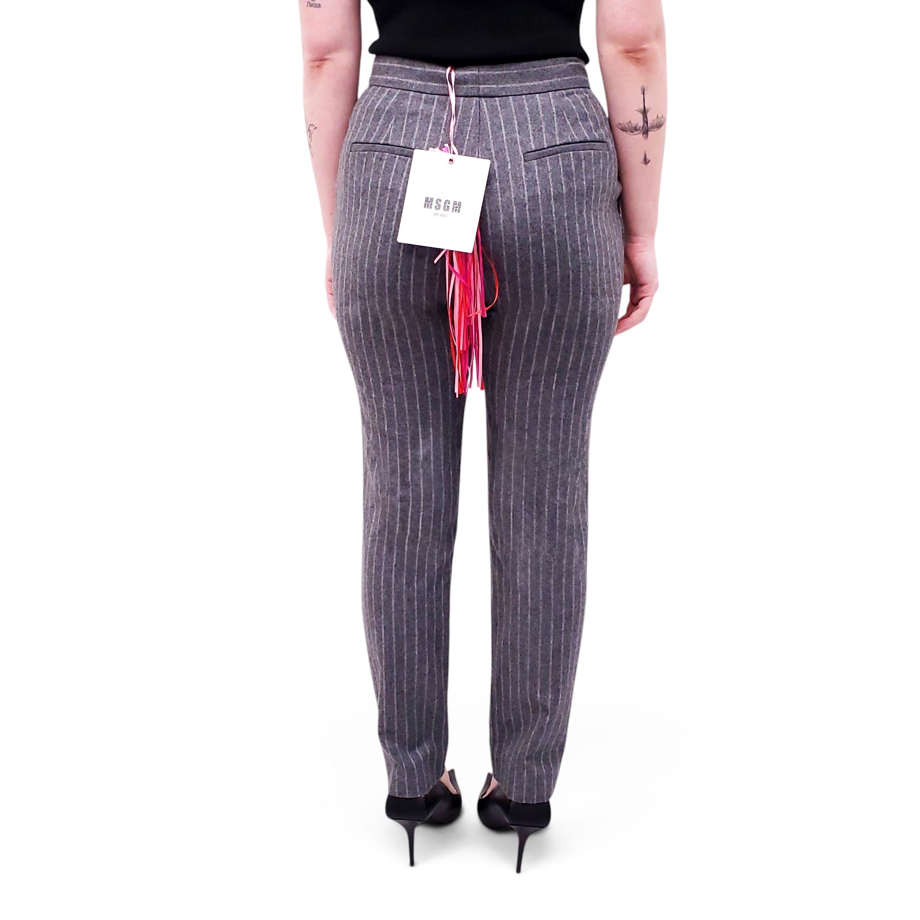 MSGM CRYSTAL EMBELLISHED PIN STRIPE TROUSERS - SIZE 40