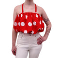 MSGM RED POLKA DOT PUFF CROPPED TOP - SIZE 38