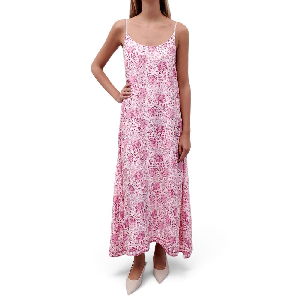 NATALIE MARTIN PINK FLORAL MAXI DRESS - SIZE S