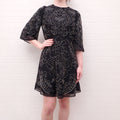 NEEDLE & THREAD BLACK DRESS WITH SILVER PATTERNED BEADING - SIZE 8