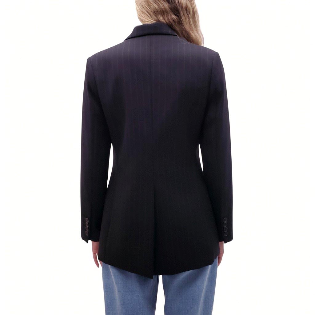 NILI LOTAN BLACK PINSTRIPE DOUBLE BREASTED BLAZER - SIZE 4