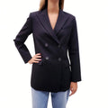 NILI LOTAN BLACK PINSTRIPE DOUBLE BREASTED BLAZER - SIZE 4