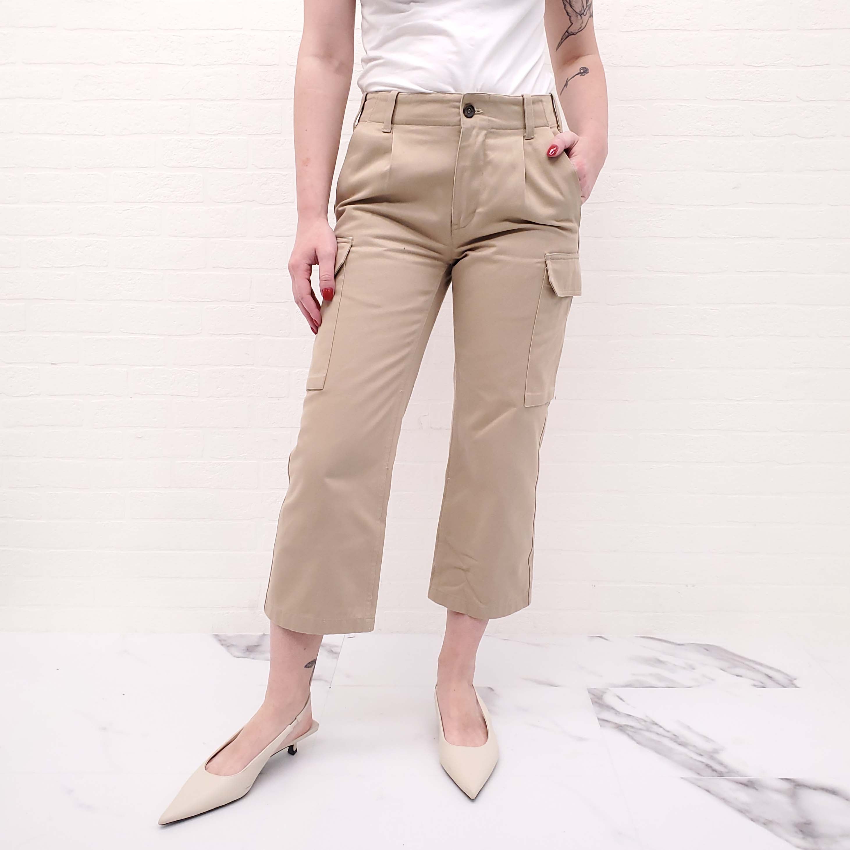 NILI LOTAN KHAKI CARGO PANTS - SIZE 00