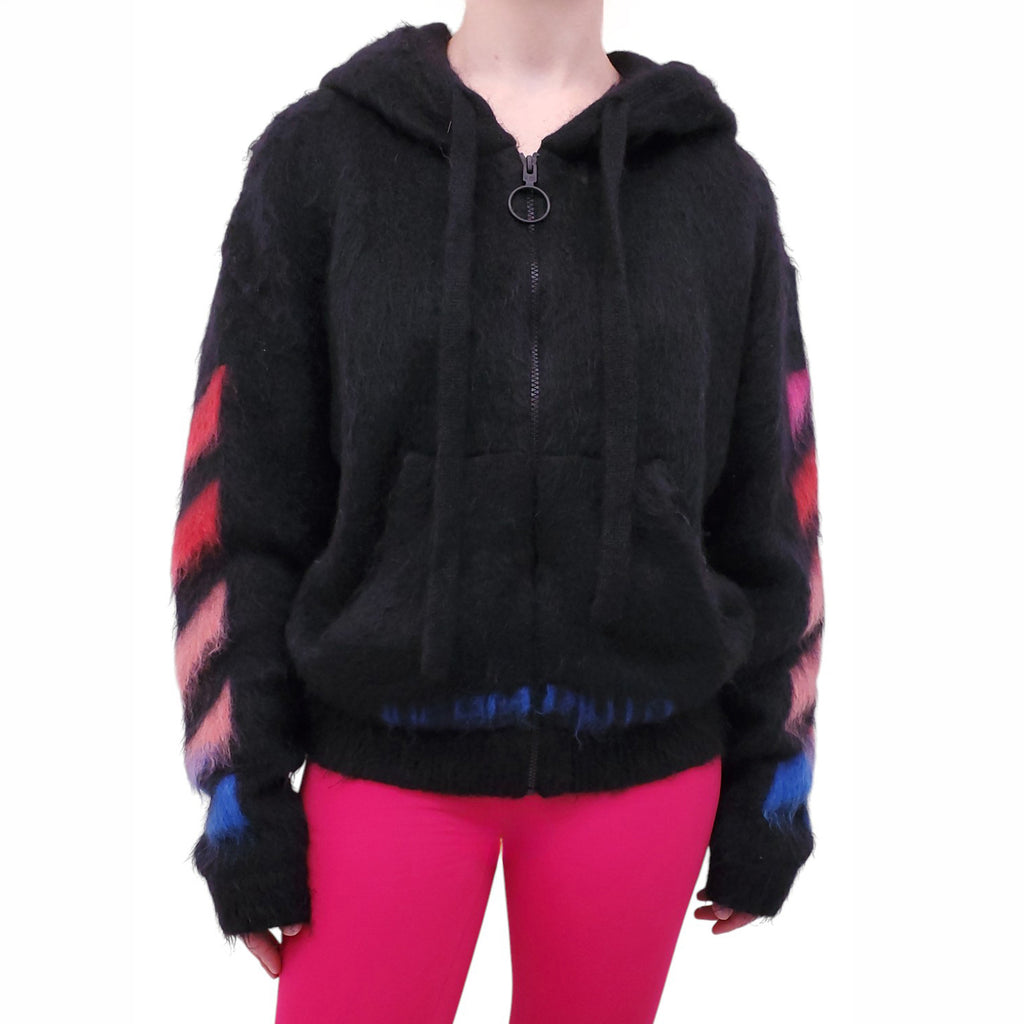 OFF-WHITE BLACK WOOL BLEND OMBRE LOGO SWEATSHIRT - SIZE M