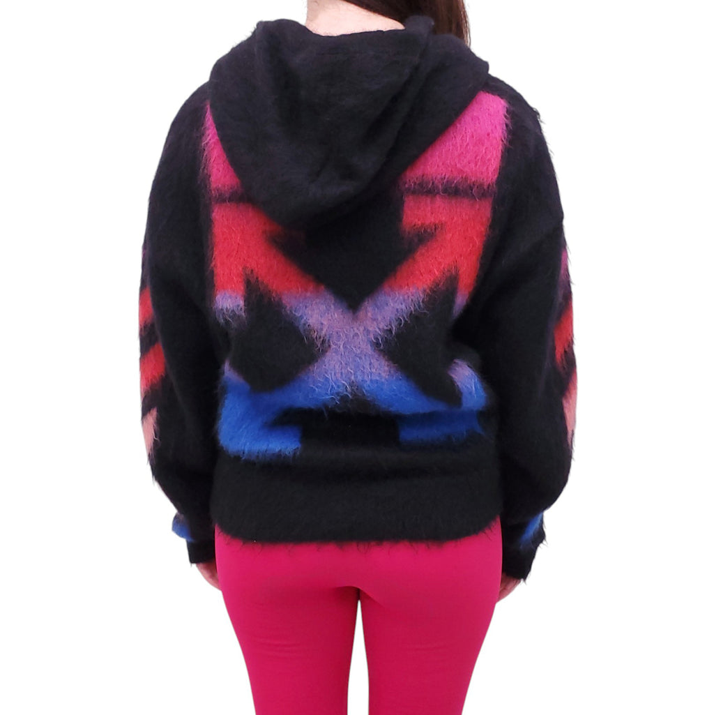OFF-WHITE BLACK WOOL BLEND OMBRE LOGO SWEATSHIRT - SIZE M