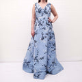 OSCAR DE LA RENTA BLUE SEQUIN EMBROIDERED GOWN - SIZE 12
